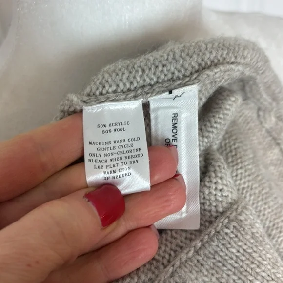 Light Beige Convertible Turtleneck Poncho Sweater/cardigan - Picture 12 of 13